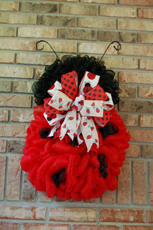 Ladybug Mesh Door Decor | Red & Black Porch Accent by Bouge Creations, view 6