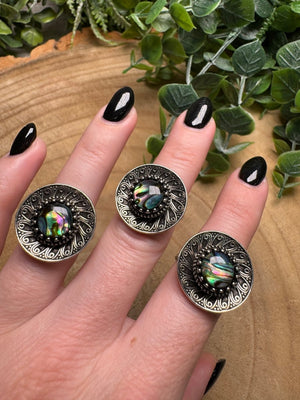 Abalone Shell Fidget Spinner Ring Adjustable