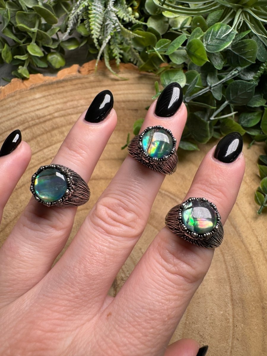 Abalone Shell Fidget Spinner Ring Adjustable