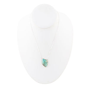 Abstract Blue Turquoise and Sterling Silver Pendant Necklace