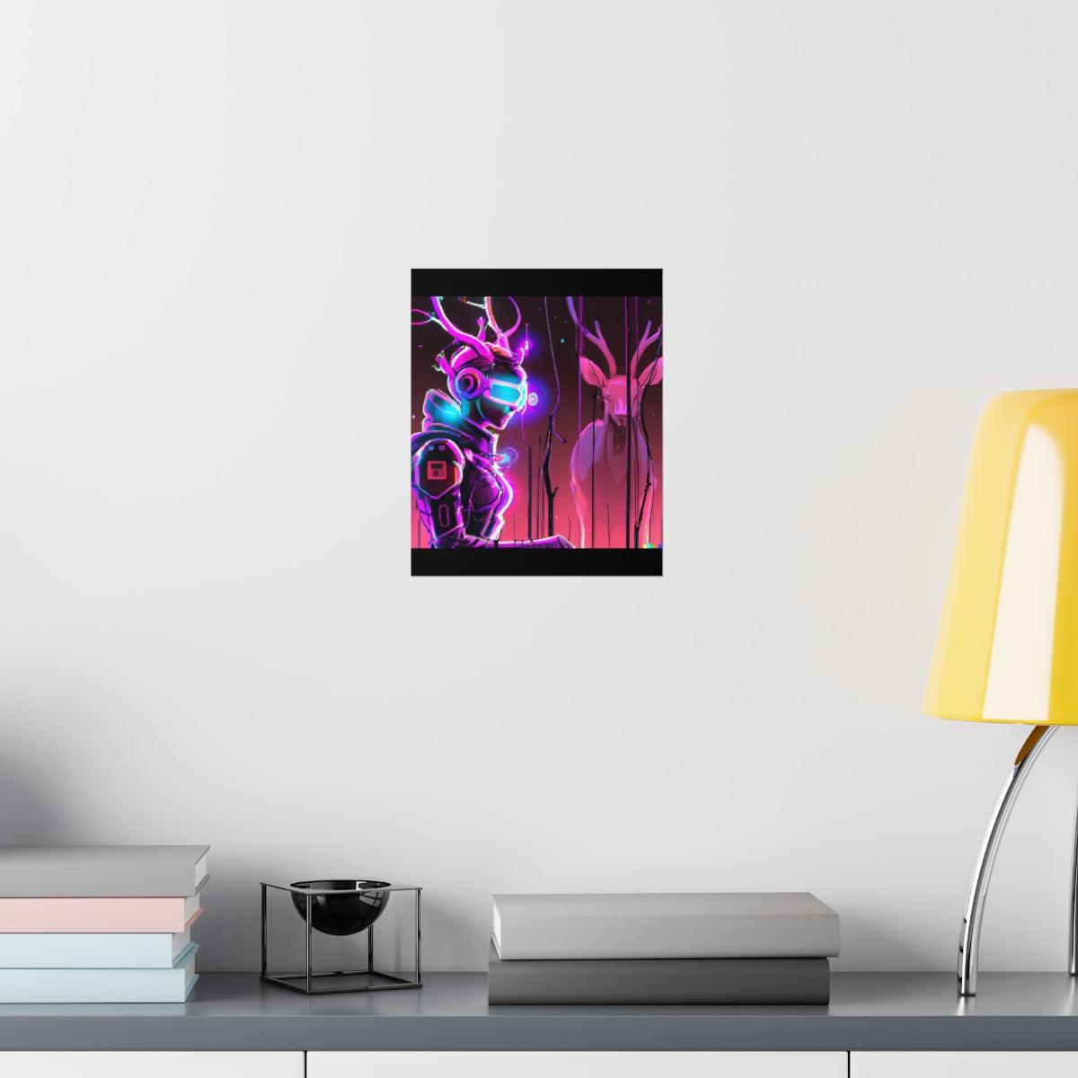futuristic woman and deer Posters
