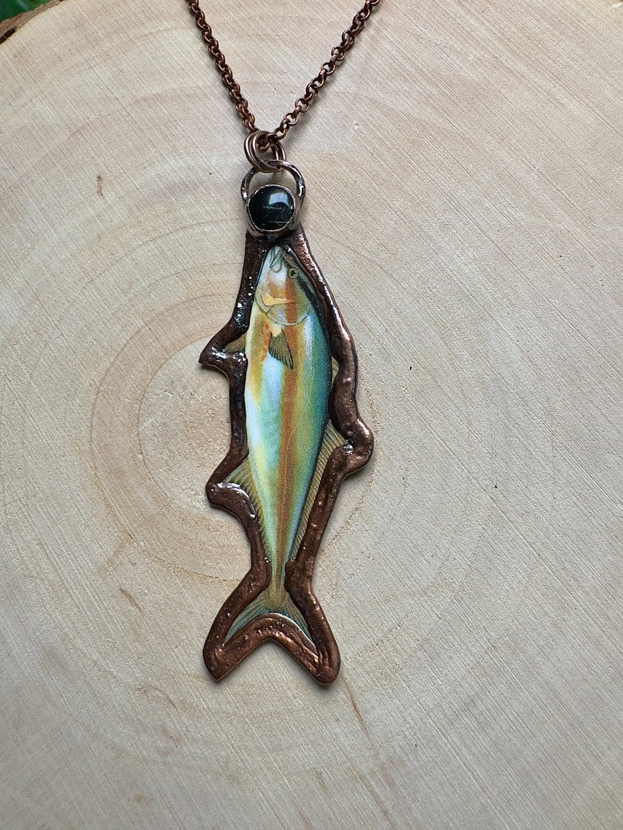 Amberjack and Obsidian Necklace