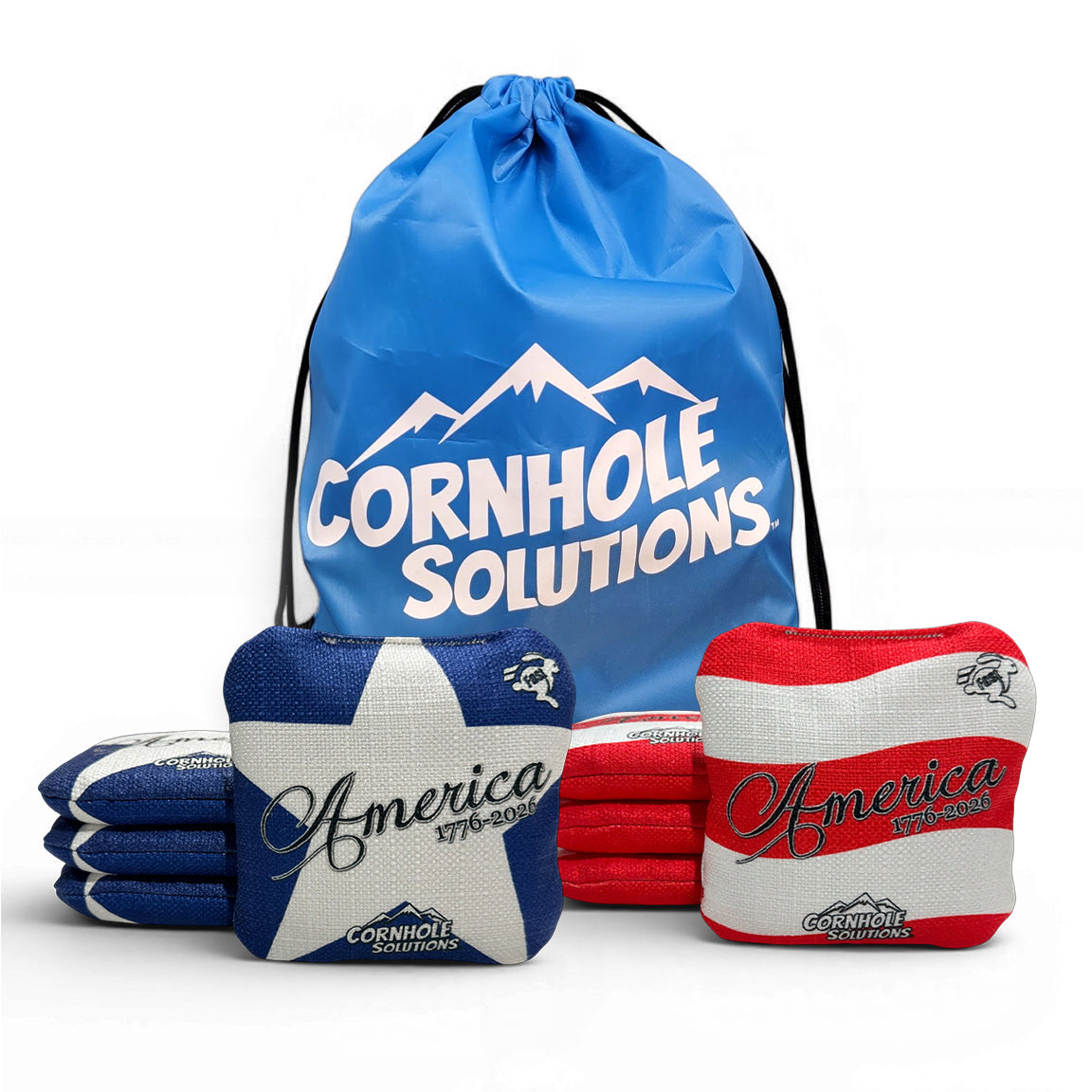 America Stars & Stripes - Pro Style REC Cornhole Bags – Regulation 6"x6" – Full Set of 8 by Cornhole Solutions, custom cornhole board main product photo