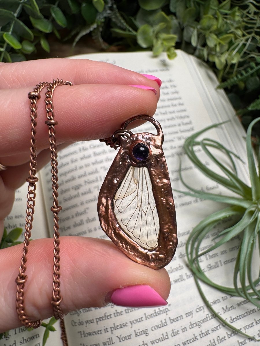 Amethyst and Cicada Wing Necklace