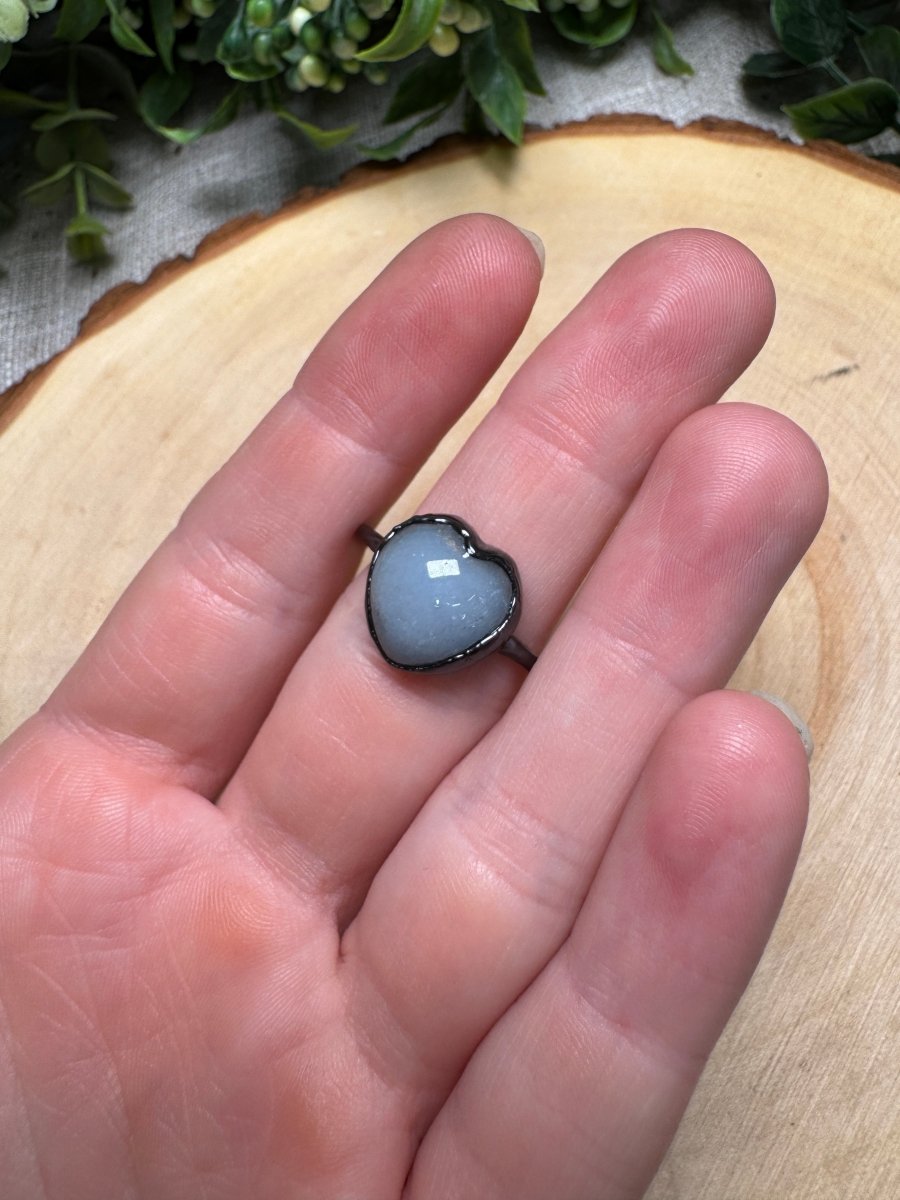 Angelite Heart Ring Size12