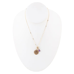Aquarius - Zodiac Purple Amethyst Golden Charm Necklace