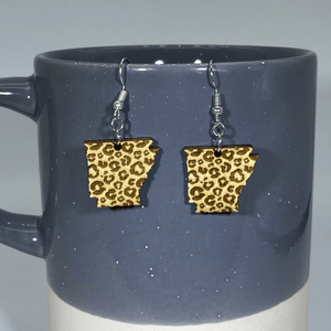 Arkansas Leopard Wooden Dangle Earrings | State Pride Jewelry