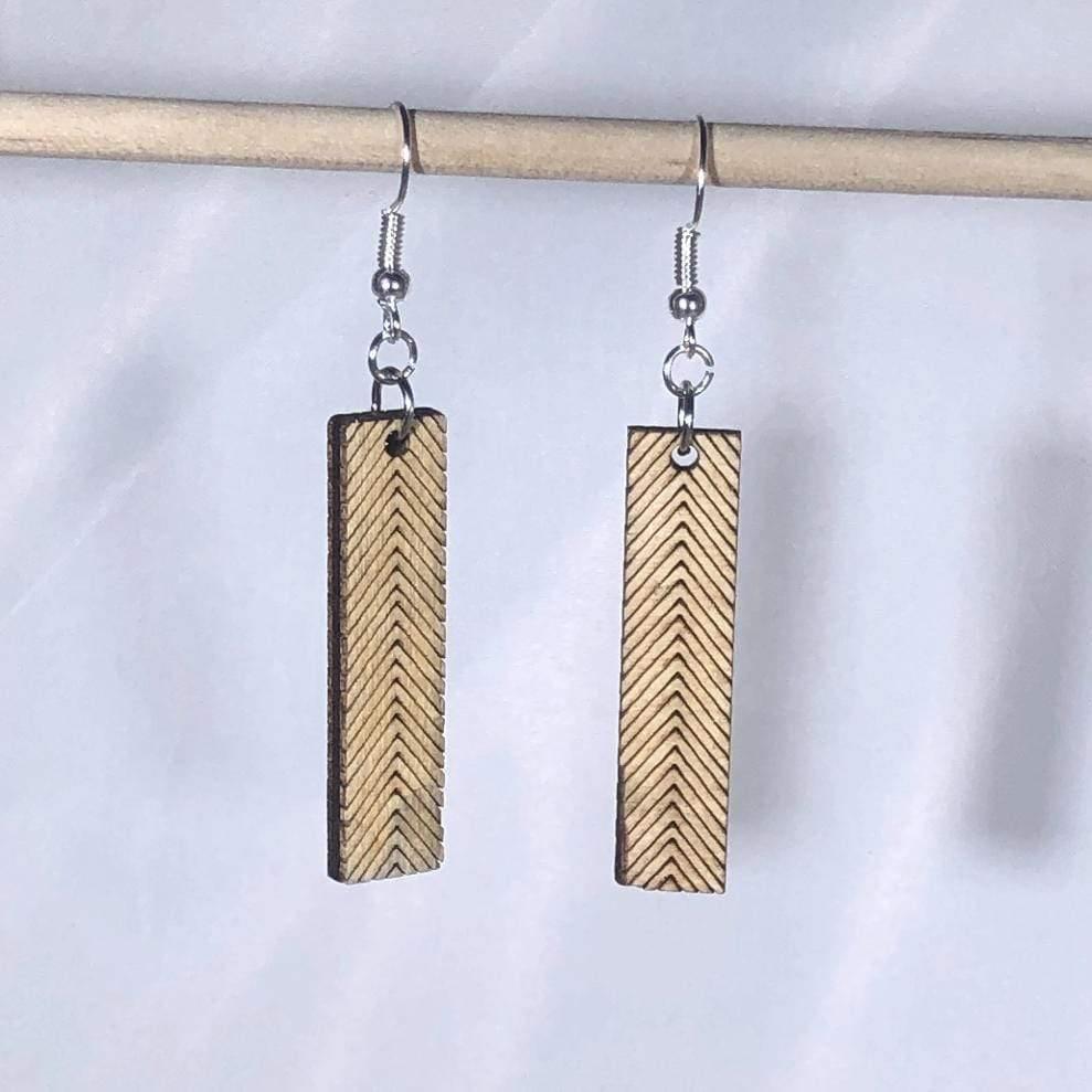 Chevron Bar Wooden Dangle Earrings | Modern Geometric Jewelry