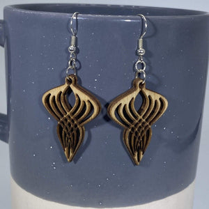 Gatsby Twist Wooden Dangle Earrings | Art Deco Vintage Jewelry detail view by Cate's Concepts, LLC
