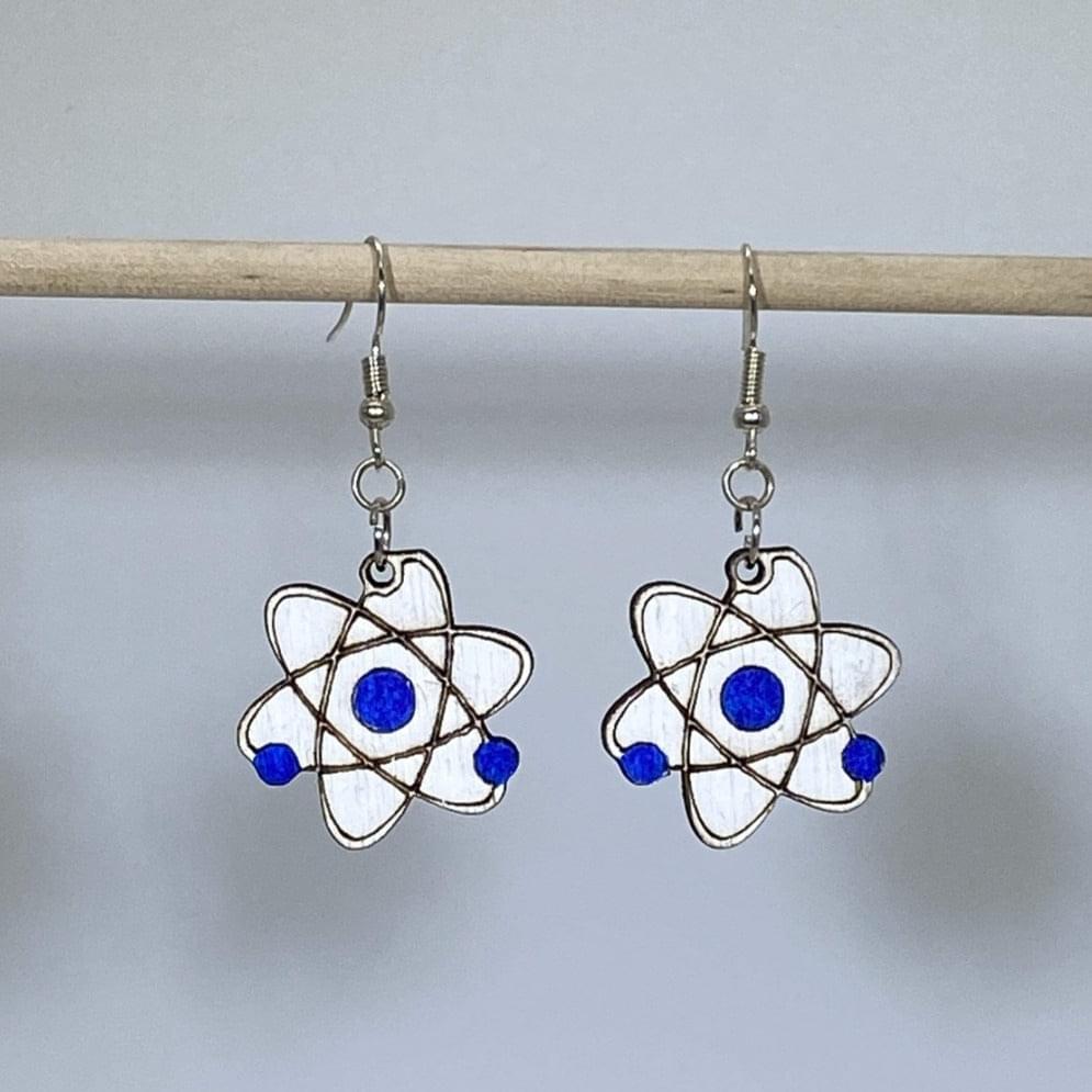 Atom Wooden Dangle Earrings | Science Jewelry