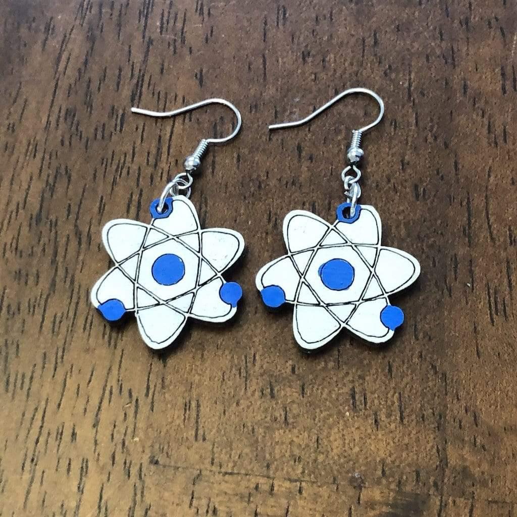 Atom Wooden Dangle Earrings | Science Jewelry