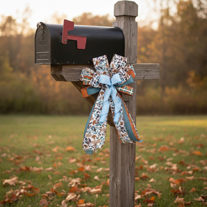 Fall Plaid Wreath Bow| Rustic Farmhouse | Thanksgiving Decor detail view by Bouge Creations