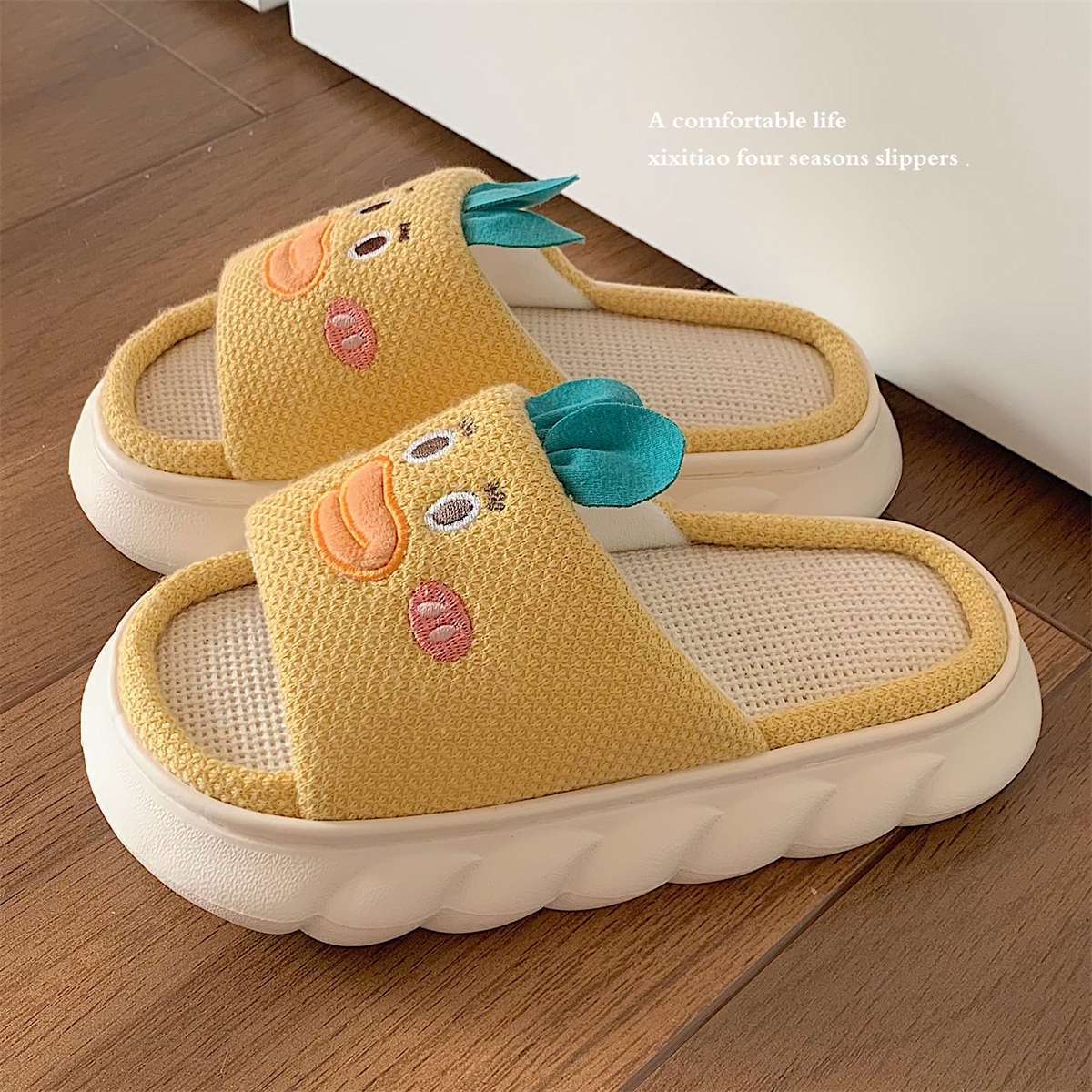 Open-Toe Slippers for Mermaids — Cheery Cushioned House Shoes in Pink & Yellow by The Mississippi Mermaid Mercantile - view 7