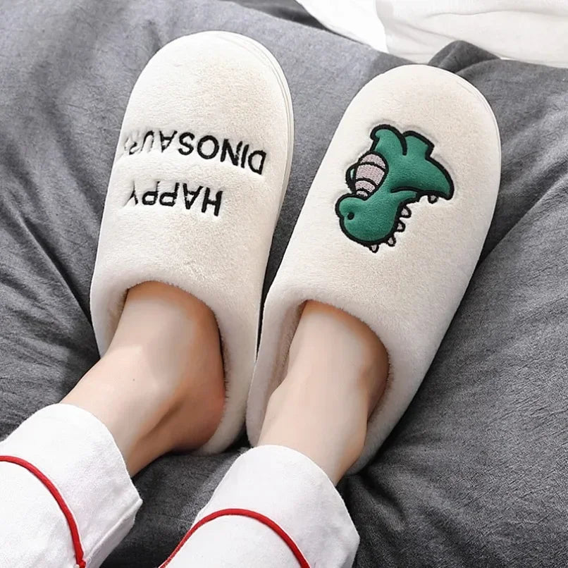 Plush Slipper Happy Dinosaur  Winter Fur Cotton Warm Non Slip Grip by The Mississippi Mermaid Mercantile - view 5