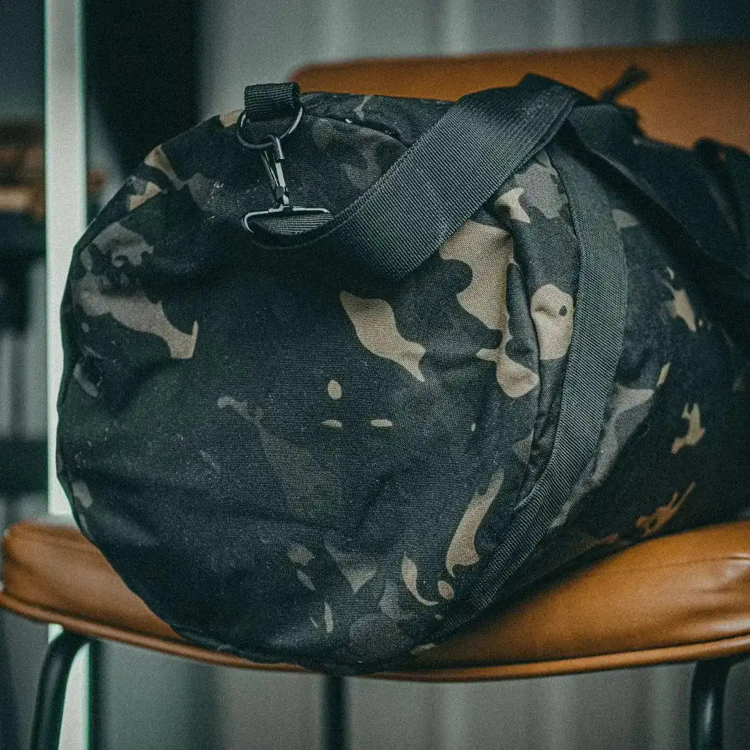 Barrel Duffle Bag 500D by Recycled Firefighter, handmade leather goods detail photo 5