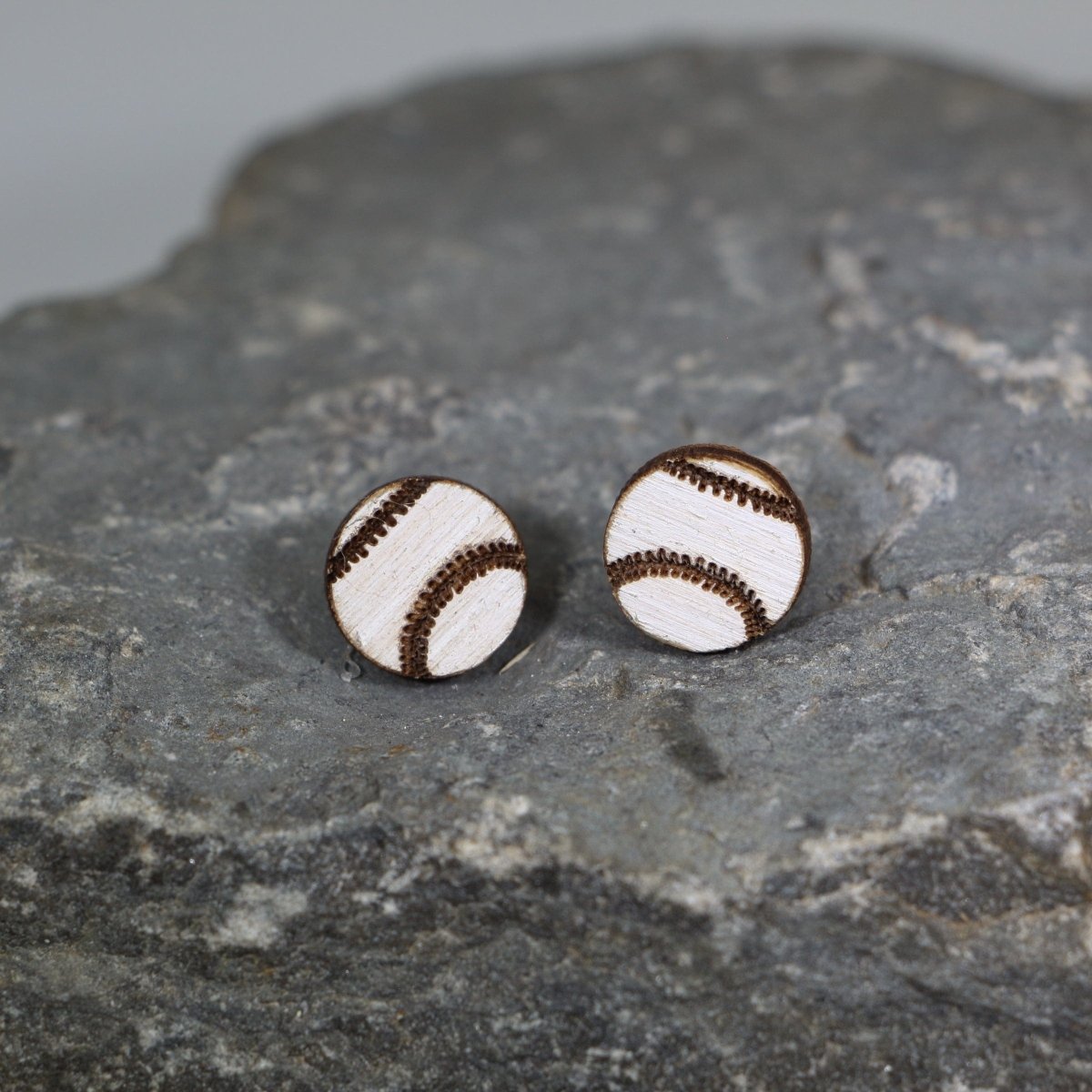 Baseball Wooden Dangle Earrings | Sports Jewelry by Cate's Concepts, LLC, handmade jewelry detail photo 2