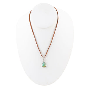 Basic Turquoise and Sterling Silver Pendant Leather Necklace