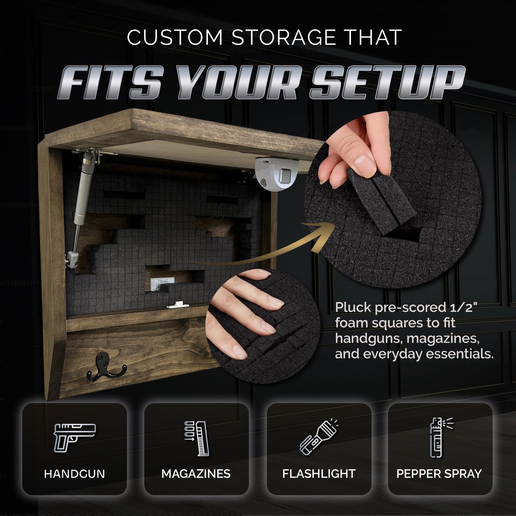Wilderness Mountain Bear Gun Concealment Furniture - Handcrafted Hidden Gun Storage Wall Decor - Hidden Safe Furniture with Magnetic Lock for Quick Access - Made in USA
