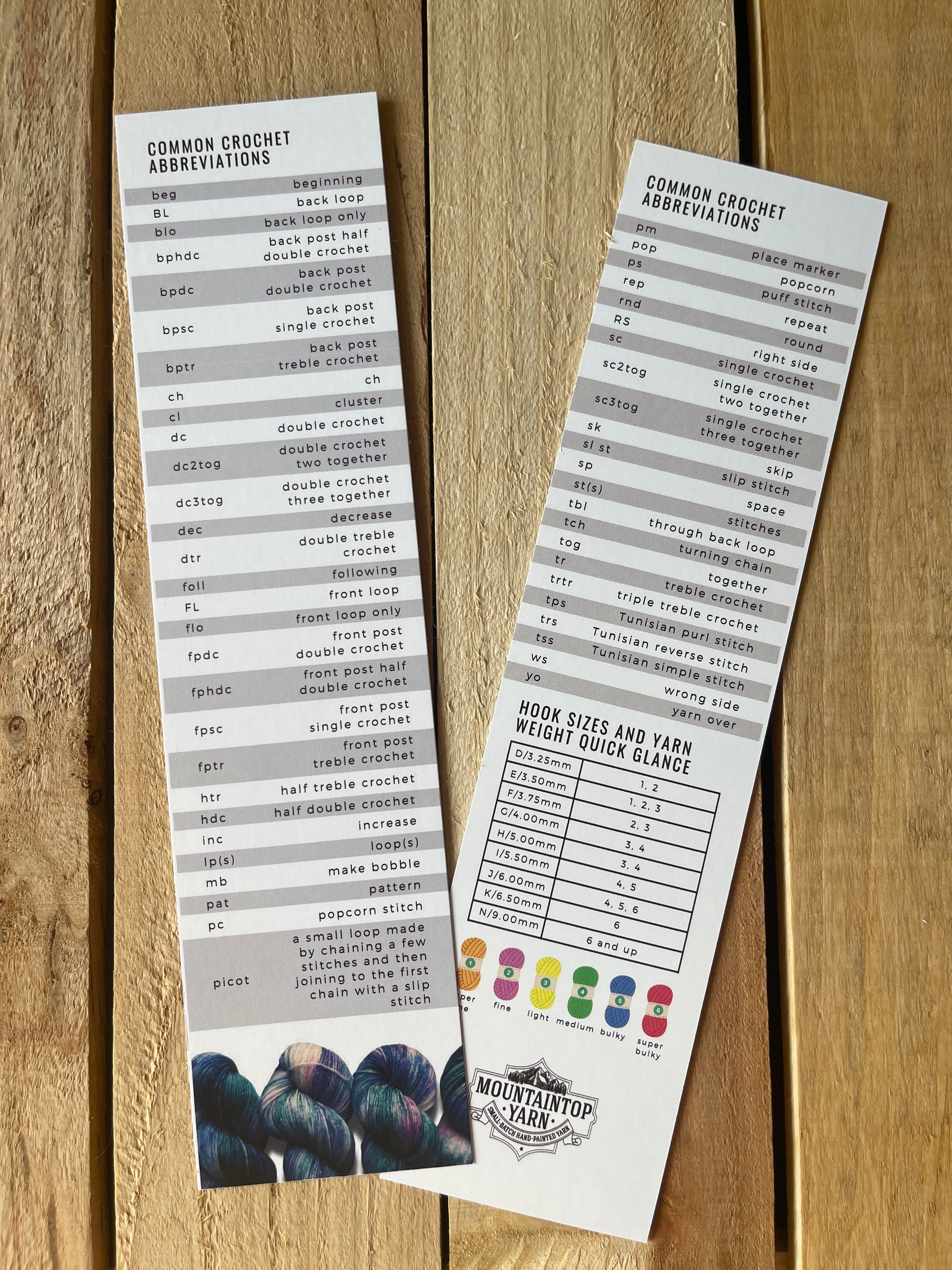 Crochet Abbreviations Bookmark