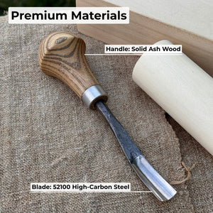 Bent Carving Gouge with Palm Handle – 8 mm / 12 mm (0.31 / 0.47 inches)