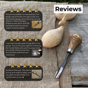 Bent Carving Gouge with Palm Handle – 8 mm / 12 mm (0.31 / 0.47 inches)