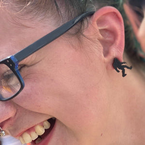 Bigfoot Wooden Dangle Earrings | Sasquatch Cryptid Jewelry detail view by Cate's Concepts, LLC