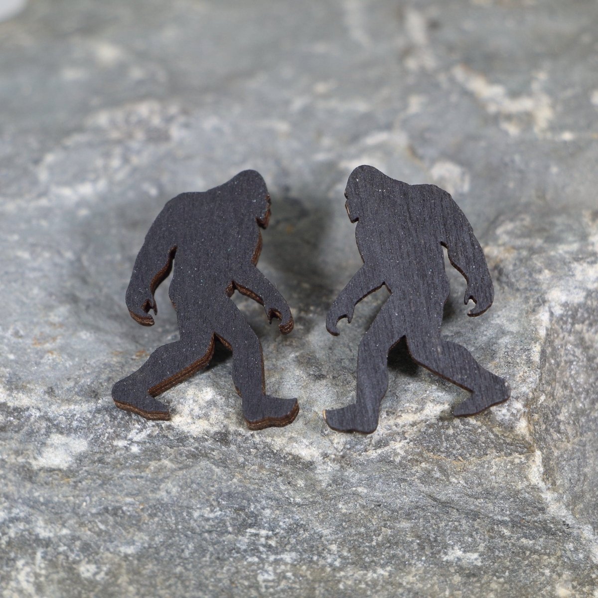 Bigfoot Wooden Dangle Earrings | Sasquatch Cryptid Jewelry