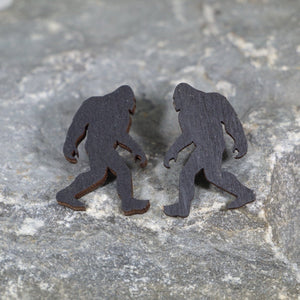 Bigfoot Wooden Dangle Earrings | Sasquatch Cryptid Jewelry detail view by Cate's Concepts, LLC