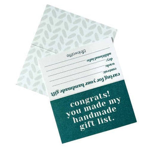 "Congrats! You Made My Gift List!"  Care Instruction Cards