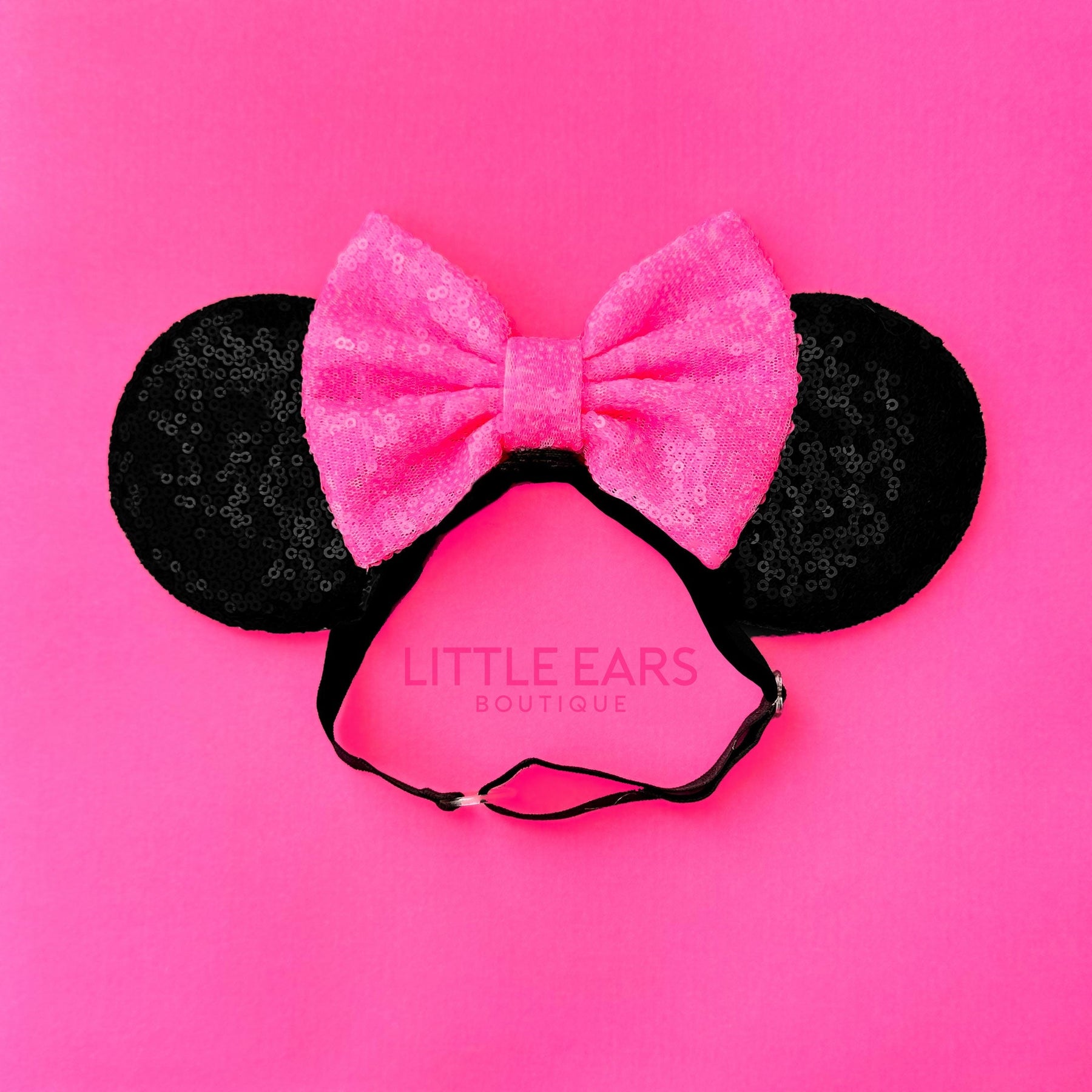 Black & Hot Pink Elastic Ears by Little Ears Boutique, children's boutique clothing main product photo