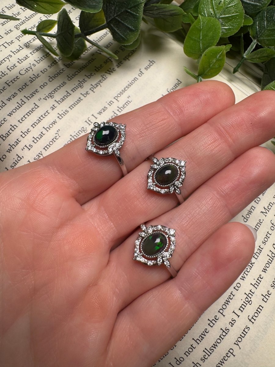 Black Opal Adjustable Ring