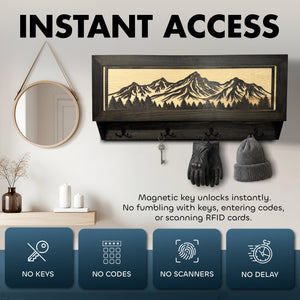 Mountain Scene Concealed Gun Storage Coat, Key, Bag Storage