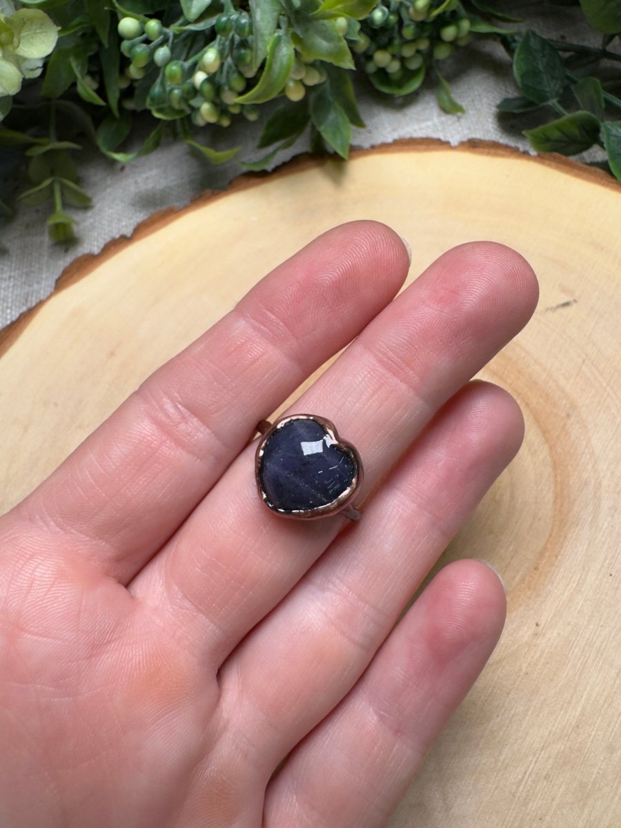 Blue Aventurine Heart Ring Size 6