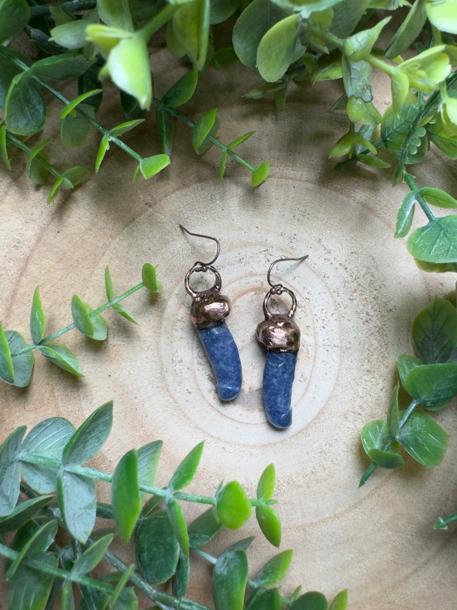 Blue Aventurine Penis Earrings