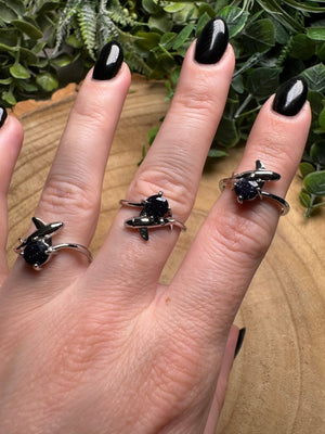 Blue Sandstone Dolphin Ring Adjustable