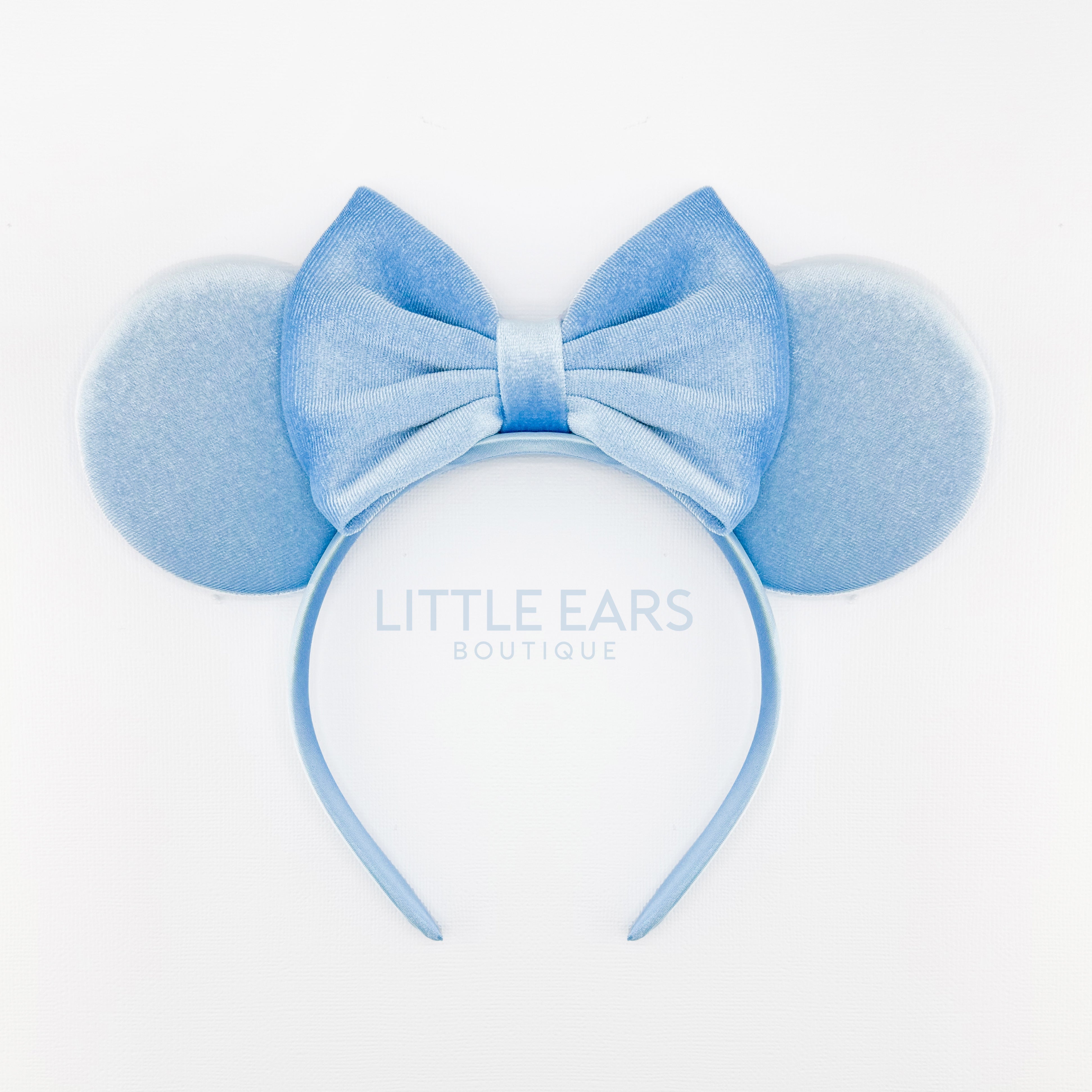Blue velvet handmade theme park ears by Little Ears Boutique