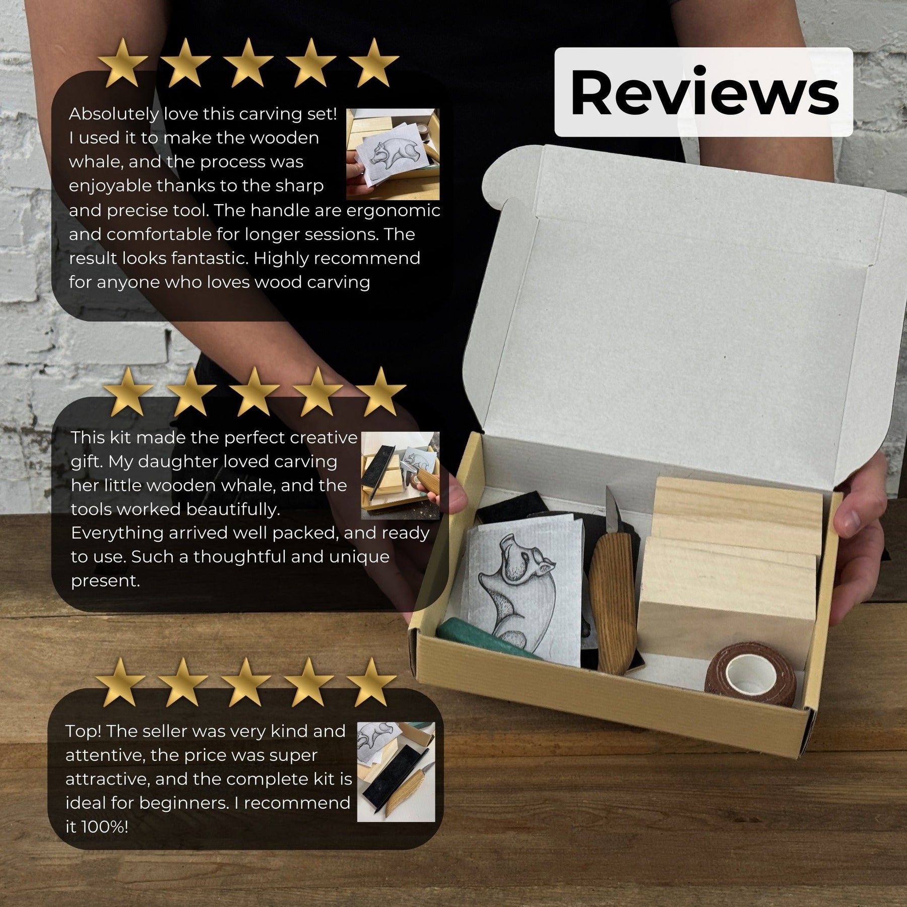 Boar Carving Kit - Complete Starter Whittling Kit for Beginners, Adults, Teens, and Kids