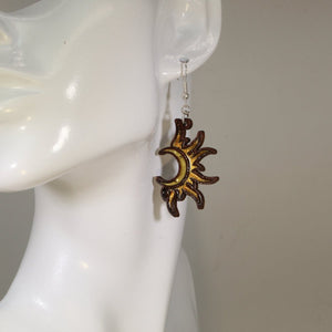 Sun Moon Wooden Earrings | Celestial Boho Jewelry
