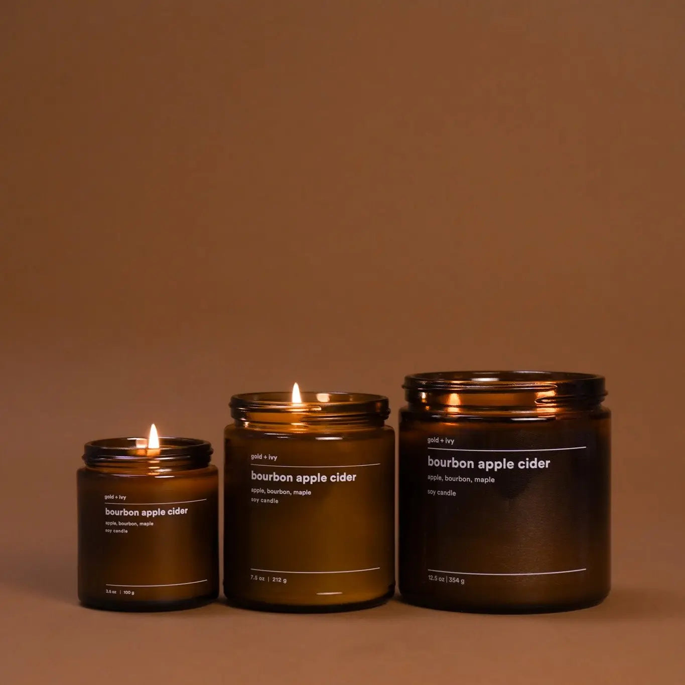 Bourbon apple cider by gold + ivy, scented candle detail photo 3