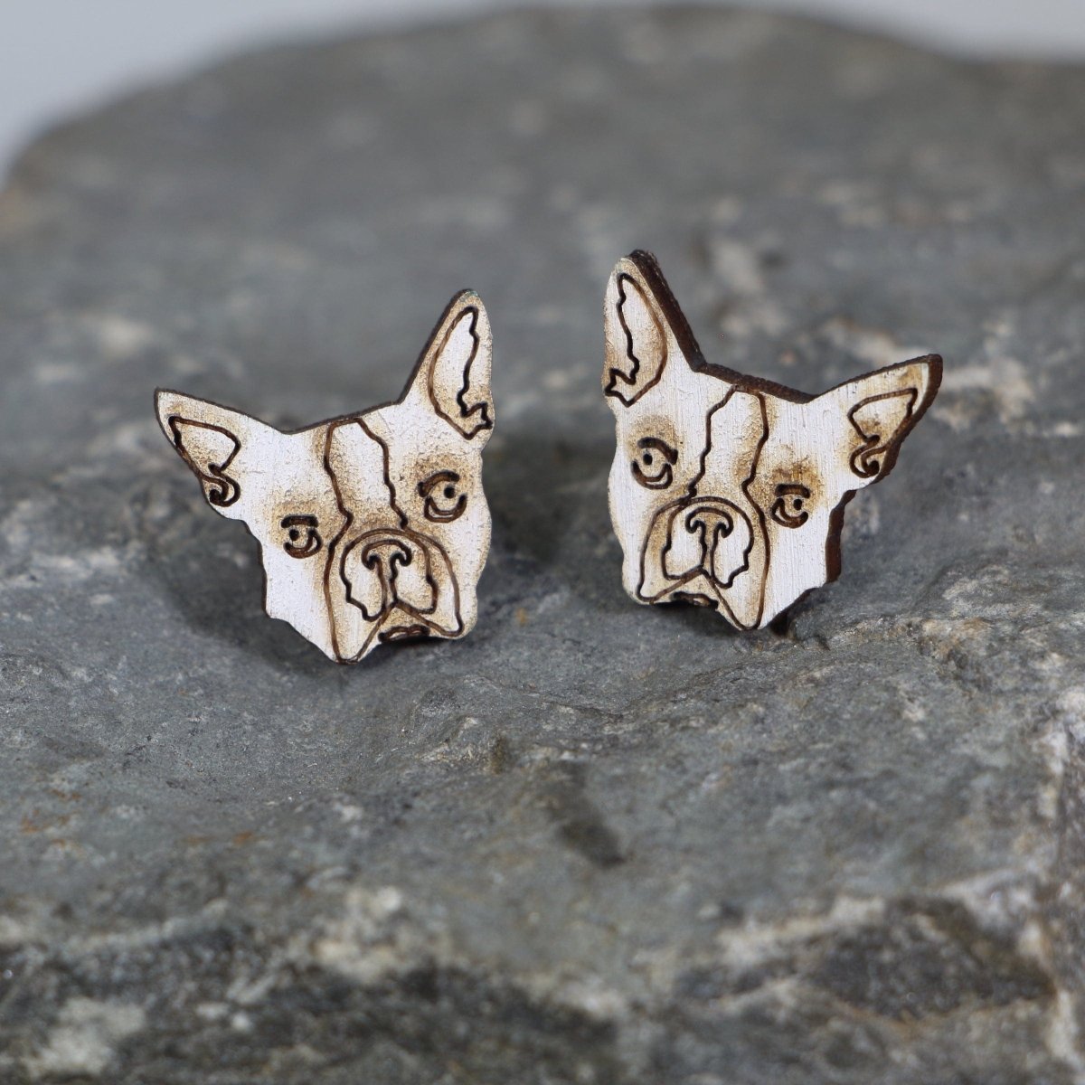 Boxer Dog Wooden Stud Earrings | Boxer Dog Lover Jewelry