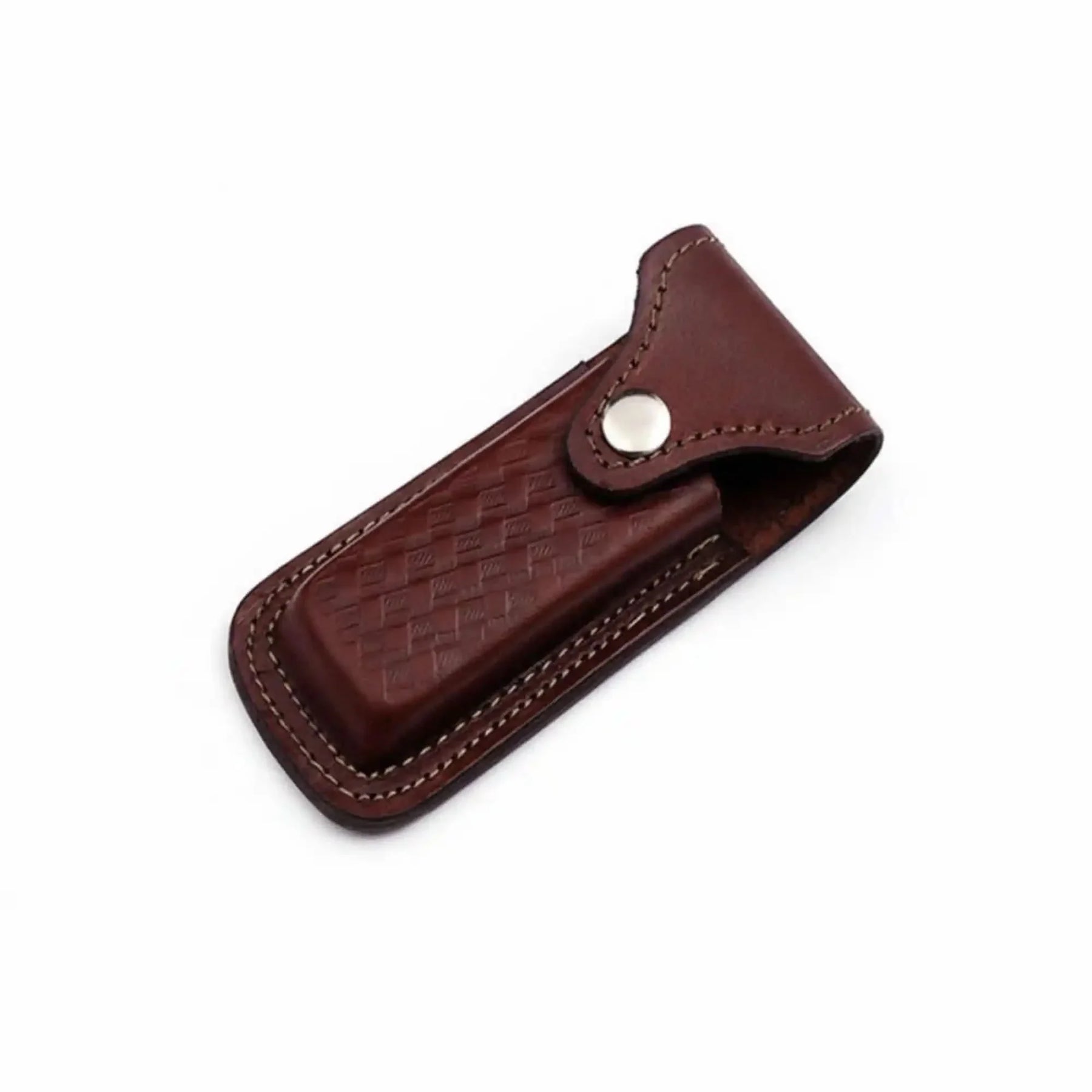 Handmade Damascus Steel Folding Knife – Engraved Brass Handle EDC Pocket Knife with Leather Sheath