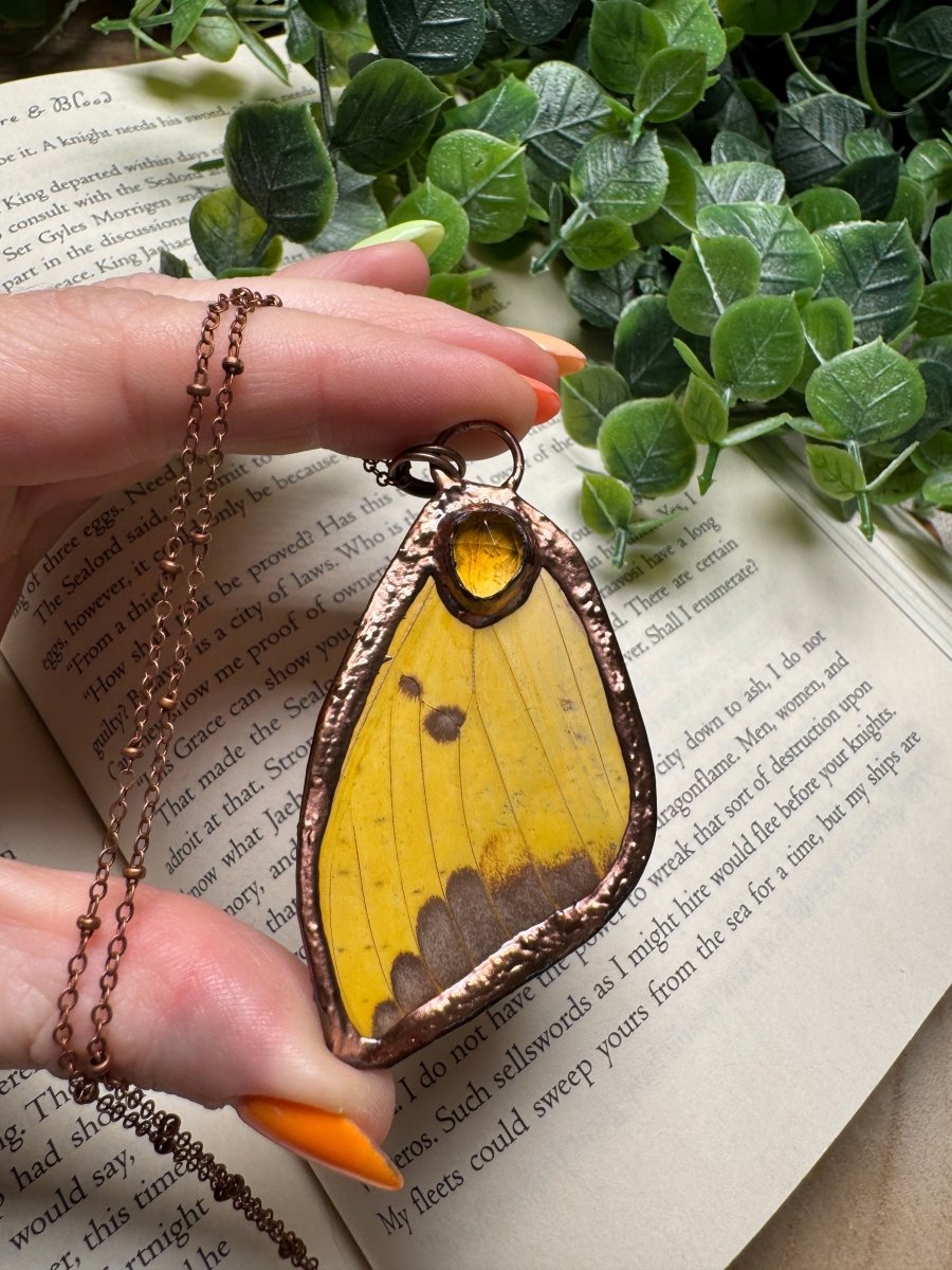 Butterfly Wing and Citrine Necklace