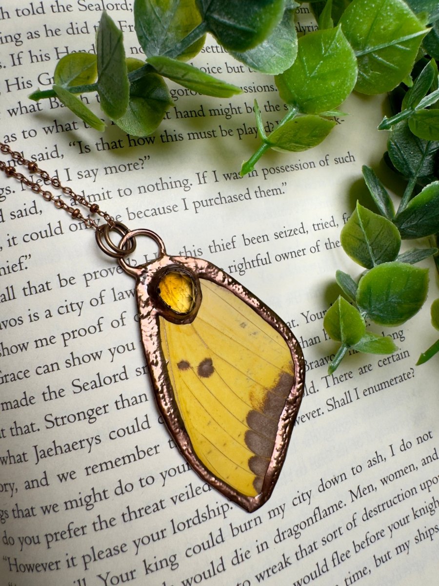 Butterfly Wing and Citrine Necklace