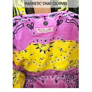 Teacher Bandana Tote Bag, Personalized Teacher Gift, Handmade School Tote, Pink Yellow Patchwork Bag, Back to School Gift