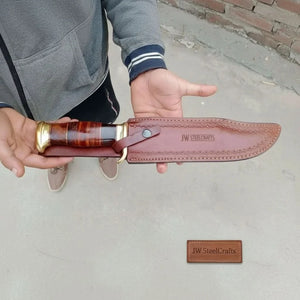 Handmade Sheffield Clip Point Bowie Knife with Damascus Steel Blade | JW SteelCrafts