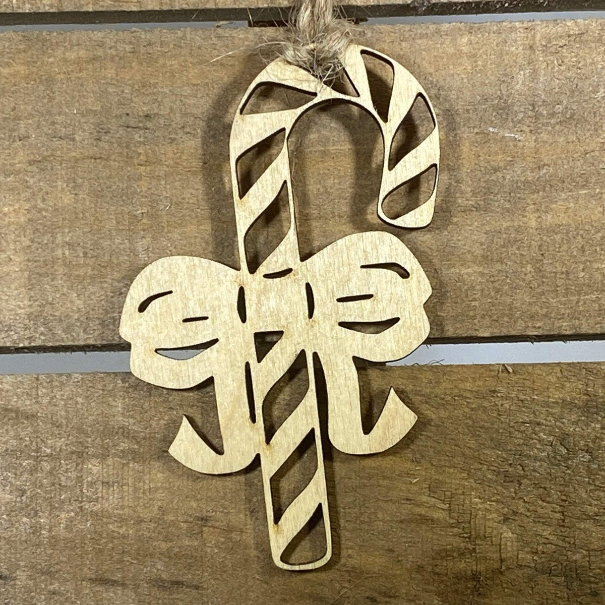 Candy Cane Wooden Christmas Ornament | Hand-Painted Holiday Decor by Cate's Concepts, LLC, Southern food gift detail photo 2