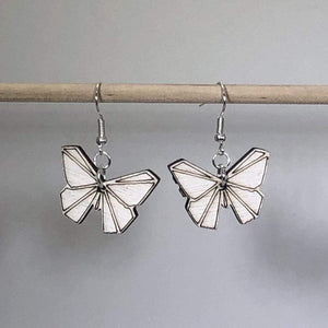 Origami Butterfly Wooden Dangle Earrings | Minimalist Nature Jewelry