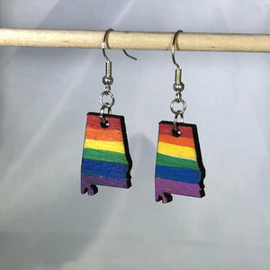 Alabama Pride Wooden Dangle Earrings | LGBTQ State Jewelry