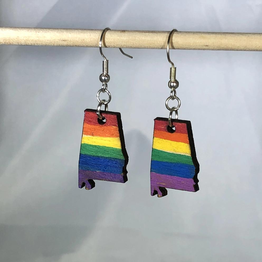 Alabama Pride Wooden Dangle Earrings | LGBTQ State Jewelry