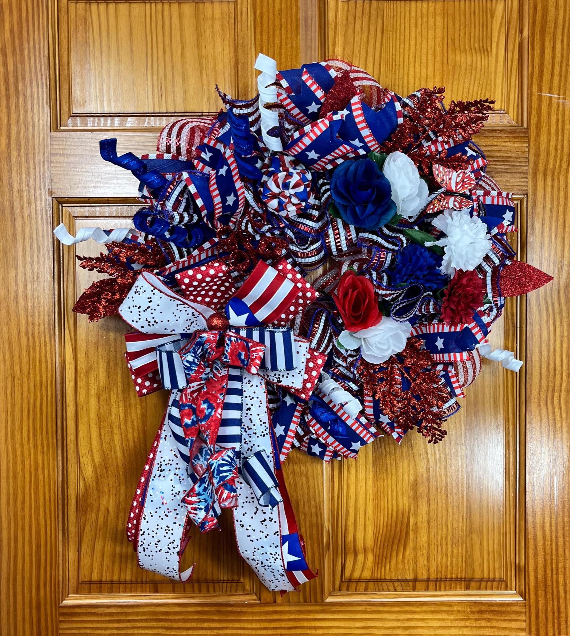 Red, White & Blue 4th of July Wreath | Front Door Decor by Bouge Creations, view 2